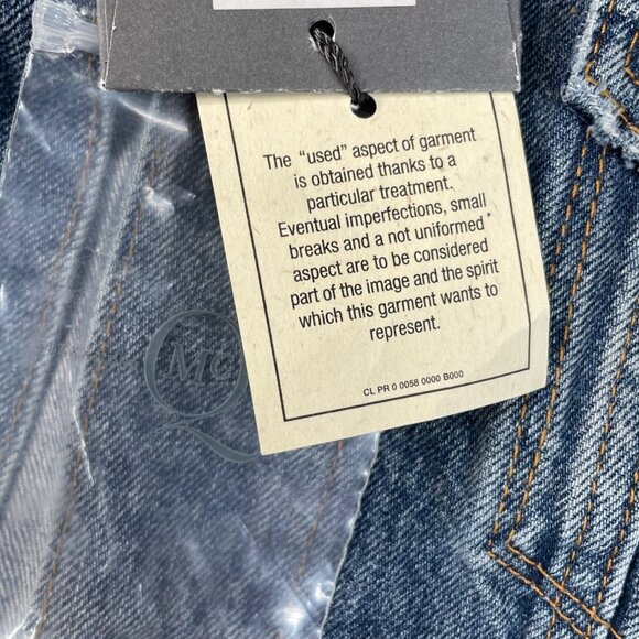 Alexander McQueen Denim Trucker Jacket Plaid Sleeves Womens 52 XL US NEW - Picture 5 of 15